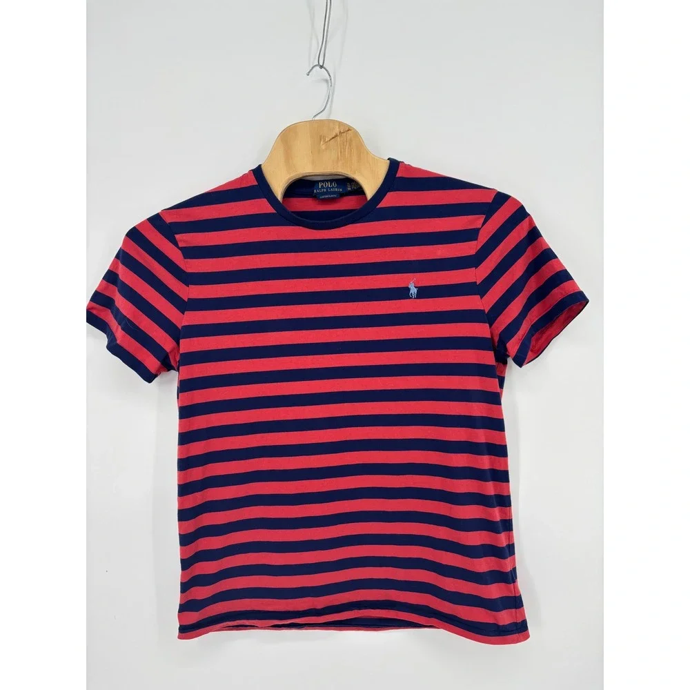 Polo Ralph Lauren Mens Custom Slim Fit Striped T-Shirt Red Navy Blue XL